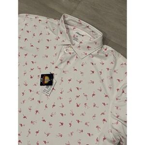 Men's NEW Johnnie-O White Flamenco AOP Short Sleeve Golf Polo XL